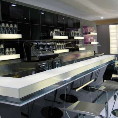 Solid surface coffee shop carved white acrylic bar counters bar countertops for sale