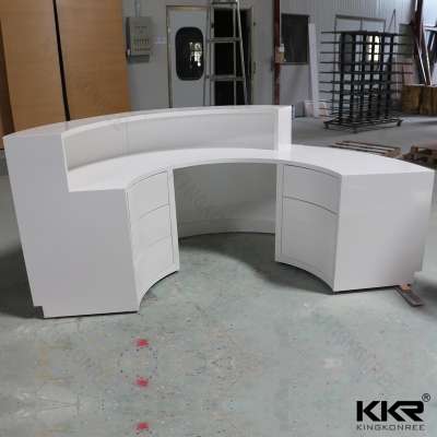 korean solid surface Prefab Man Curved Stone Reception Desk